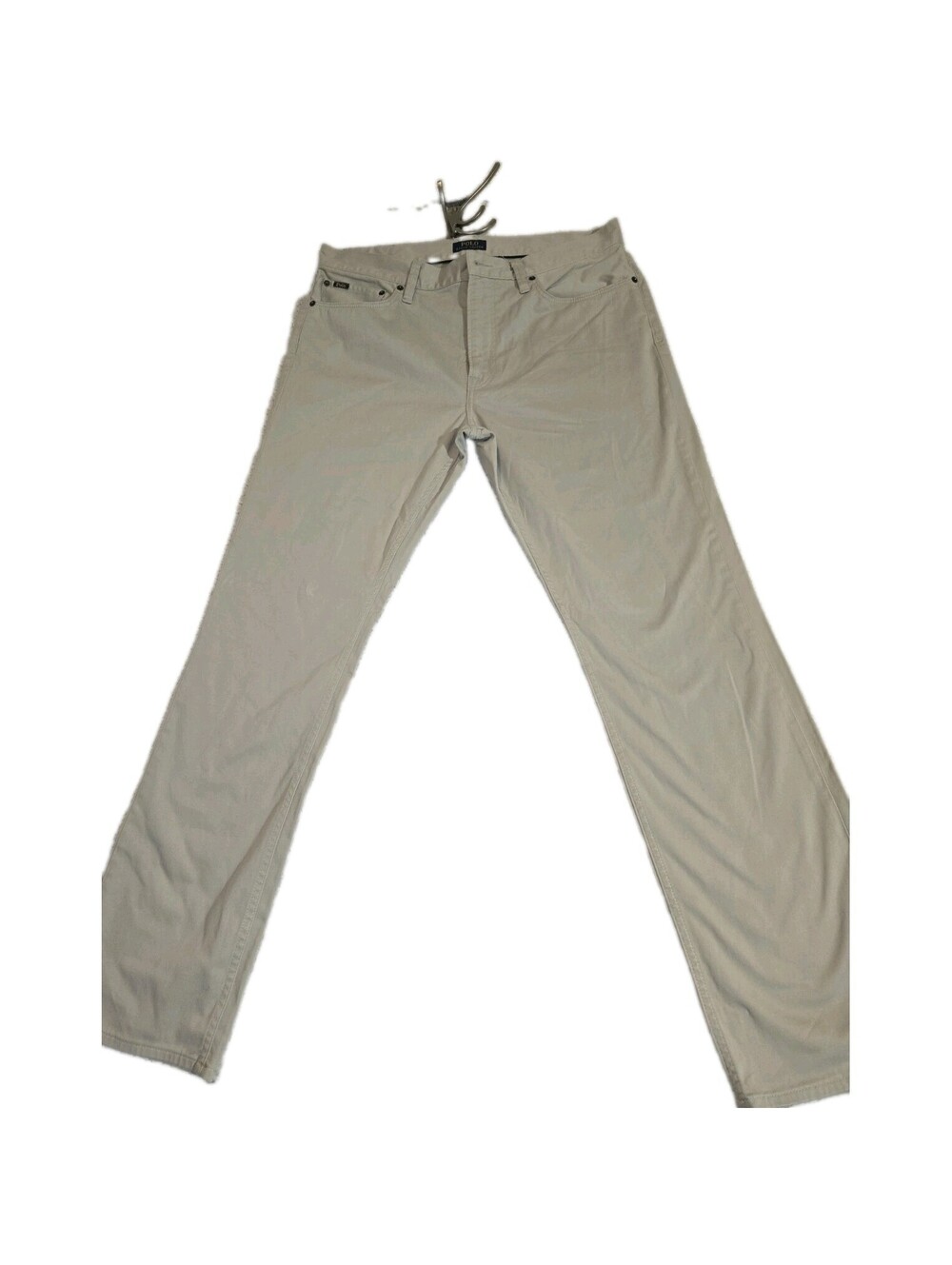 mens polo ralph lauren Pants 35x32 5 Pocket  Beige Slim Straight Fit Straight
